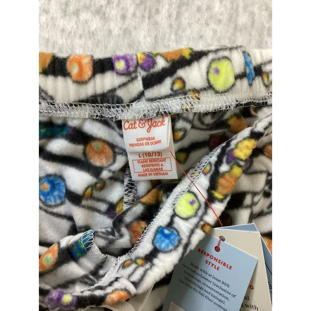 Cat‎ & Jack Kids Halloween Mummy Ghost Fleece Pajama Pants White L 10/12 NWT